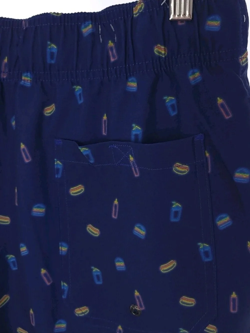 Mr. Swim 4 Way Stretch 2 Piece Swimwear Set Hotdogs Blue Shirt and Short UPF M